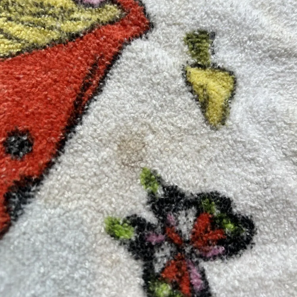 Vintage Cannon Mushrooms Orange Butterflies Kitchen Hand Tea Towel 24 x 15 Flaw